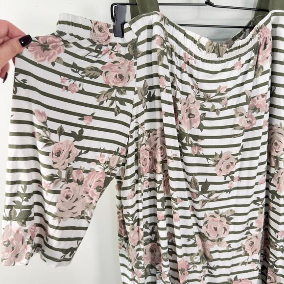 Lane Bryant Striped Floral Cold Shoulder Top Multicolor Casual Blouse Size 22/24 - Picture 4 of 9